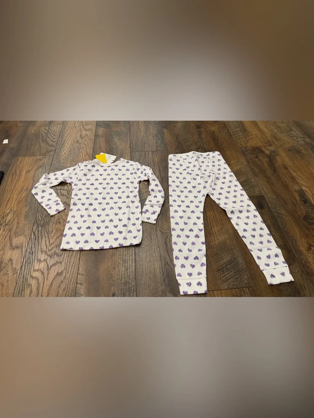 Gap Kids 2-Piece Snug Fit Cotton Knit Heart Pajamas, Purple White, Size 3T, NEW